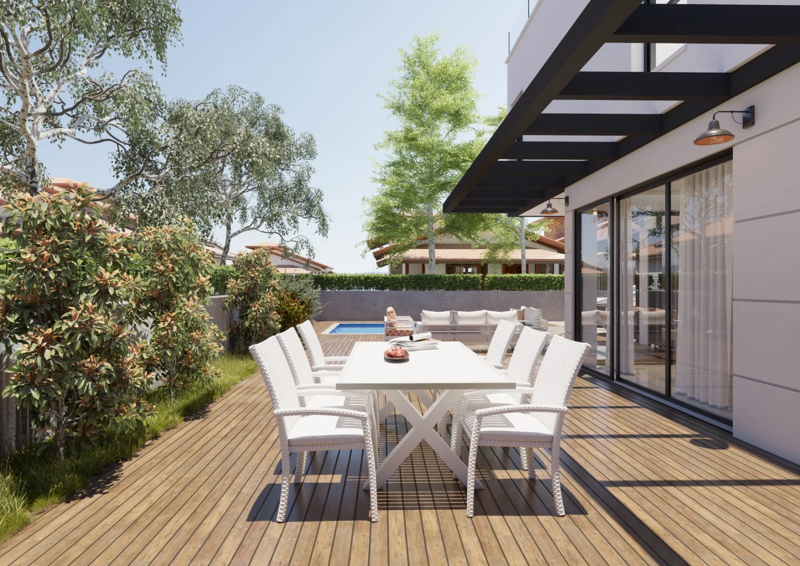 Outdoor dining area and garden at Ravutski 51