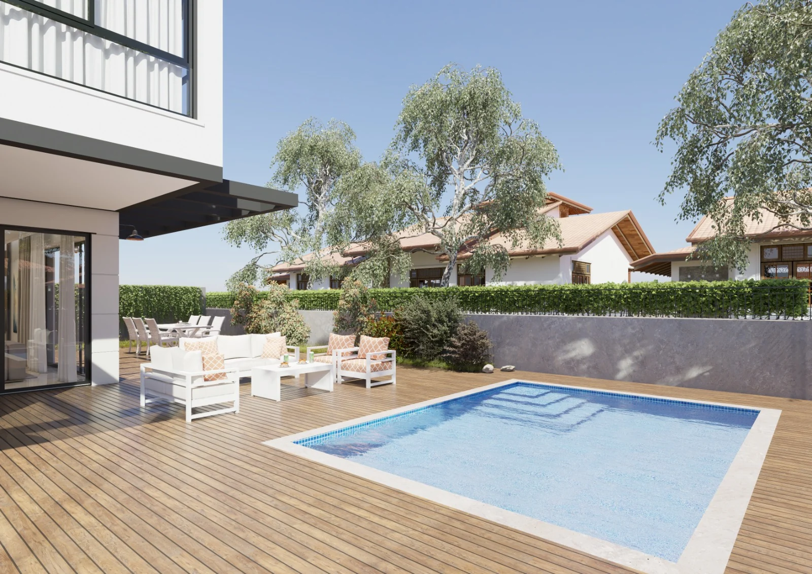 Pool and garden architectural rendering